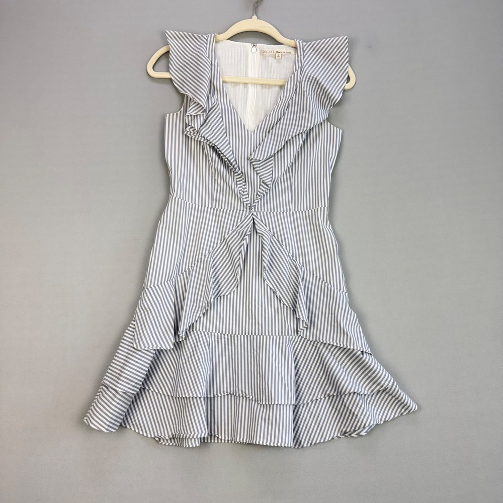 Ruffle Mini Dress Yacht Sailor Nautical Vacation Striped Rachel Roy Size 0